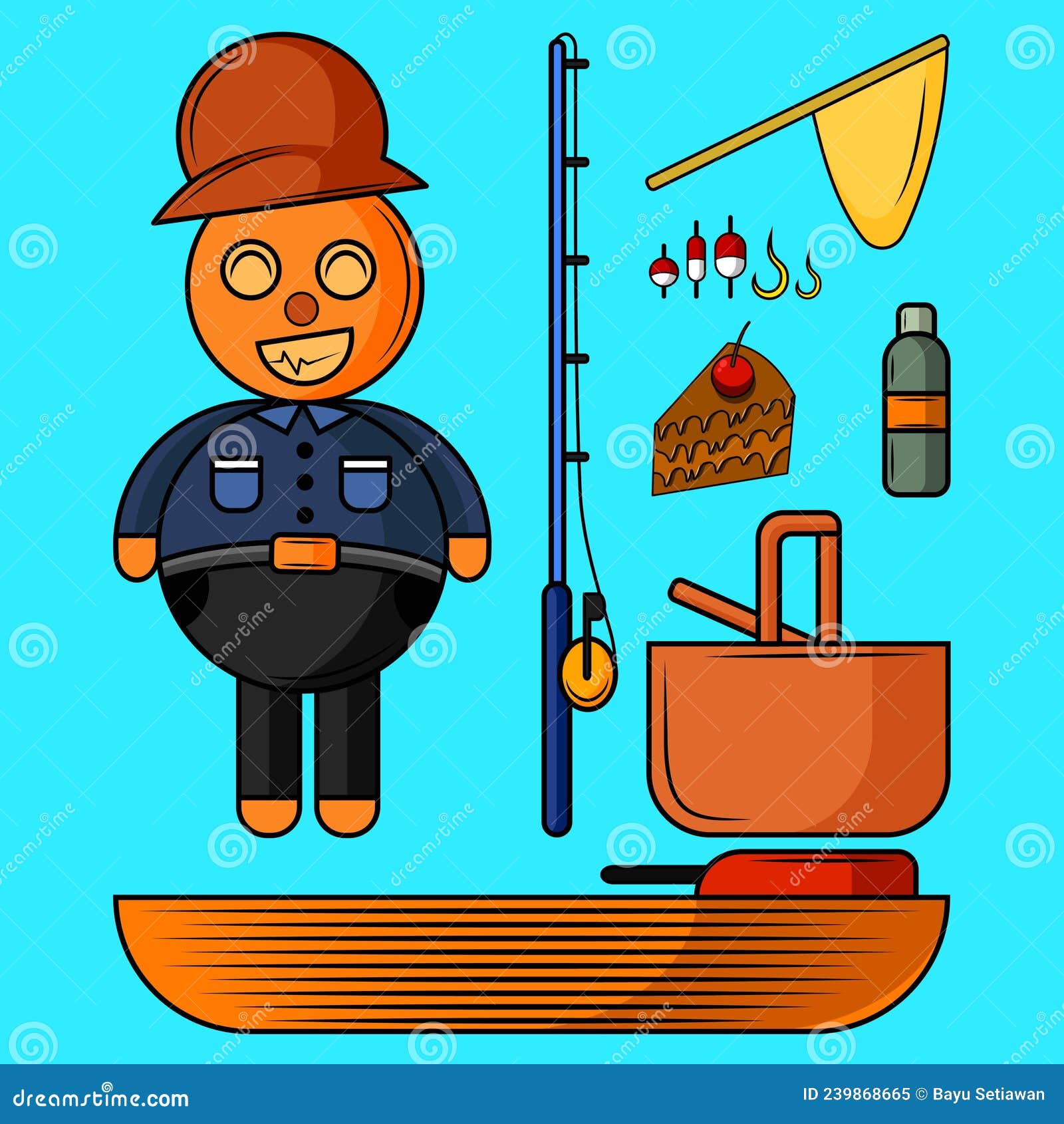 Equipment To Go Fishing on Vacation Stock Vector - Illustration of  clothing, line: 239868665