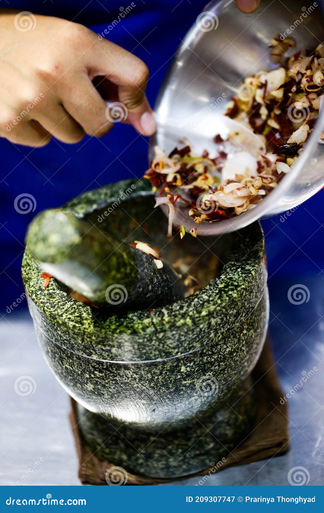 Prepare Ingredient Inside the Stone Mortar, Ingredients and Paste with