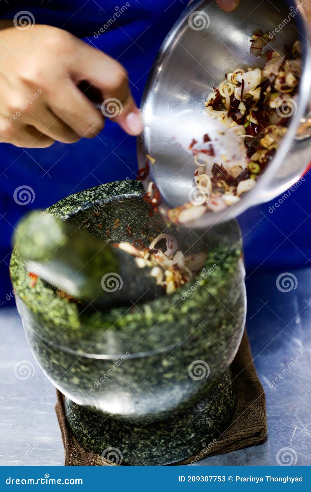 Prepare Ingredient Inside the Stone Mortar, Ingredients and Paste with