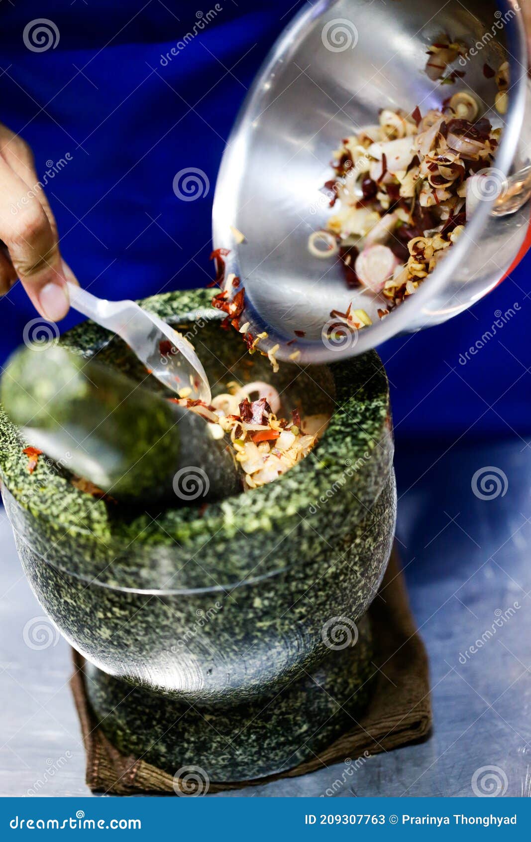 Prepare Ingredient Inside the Stone Mortar, Ingredients and Paste with
