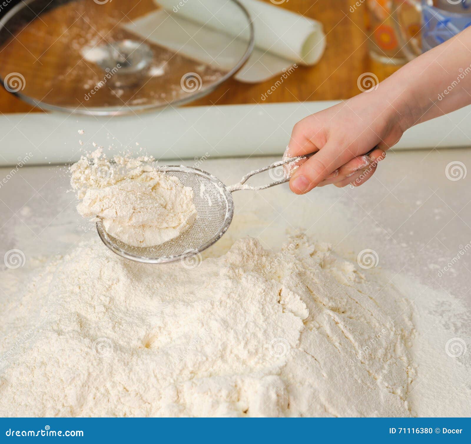 Prepare Meal Food. Sift Flour Stock Photo Image of dish, prepare