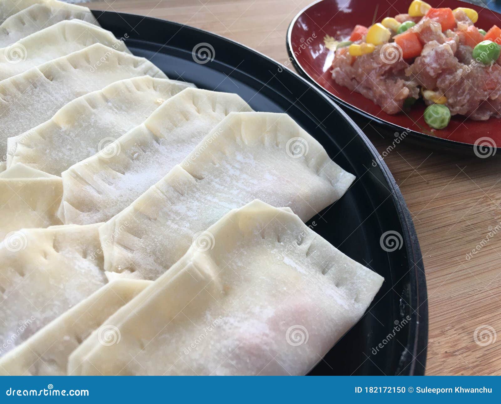 ingredients and flavorings in making wonton.