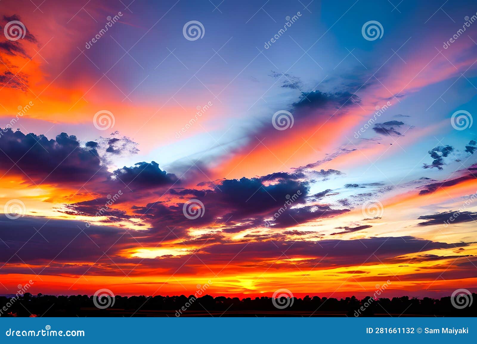 beautiful orange heaven sky sunset generated by ai