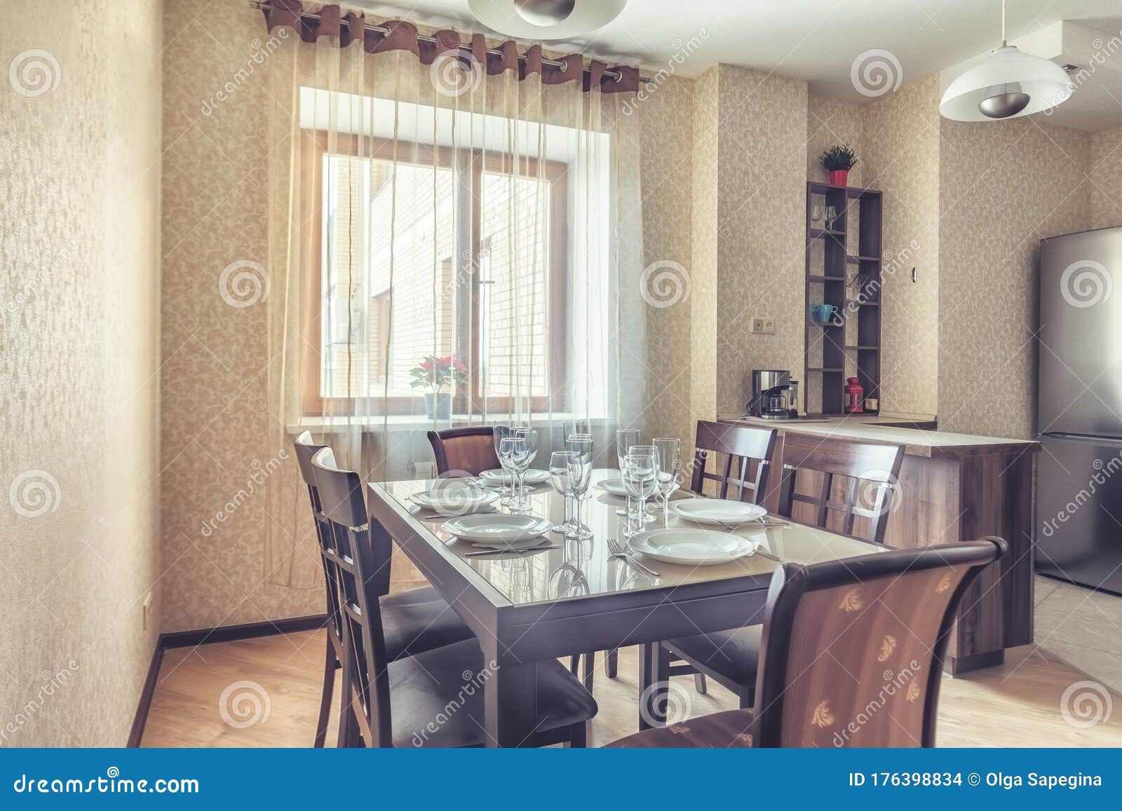 Prepared For Dinner Dining Table At Home Stock Photo Image Of Event