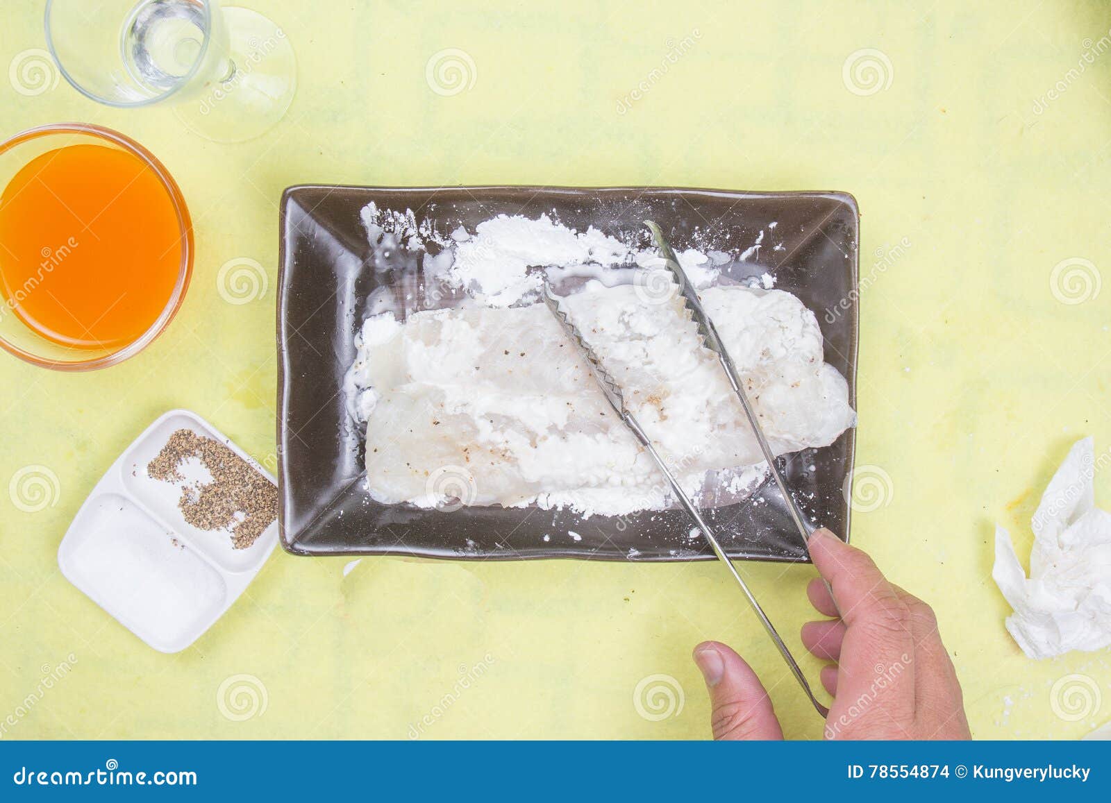 Prepared Fillet of Dory Fish Mixed Flour Stock Photo Image of close