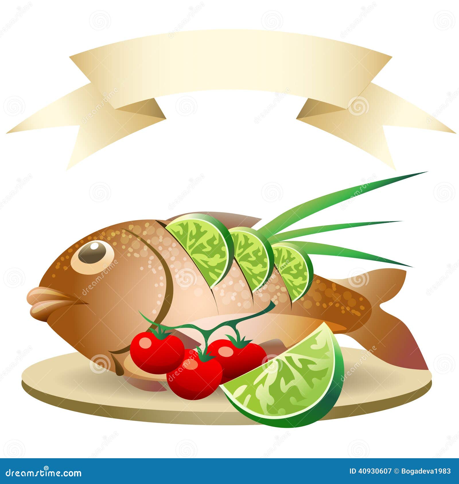 Prepared fish stock vector. Illustration of tomatoes 40930607