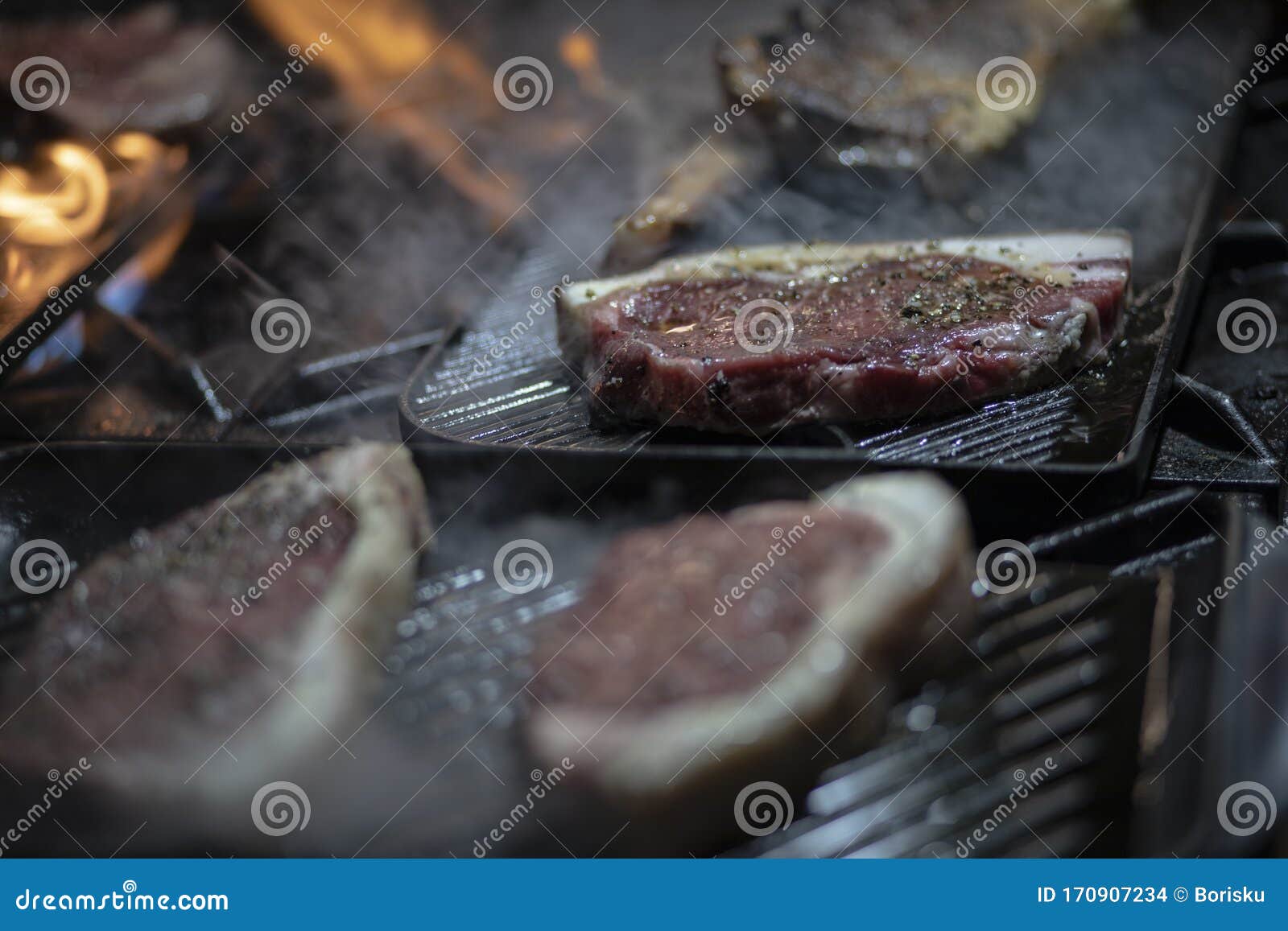 red meat preparetion on a grill