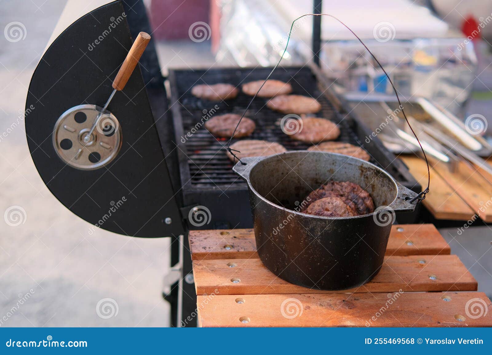 Preparing a Batch of Ground Beef Patties or Frikadeller on Grill or BBQ