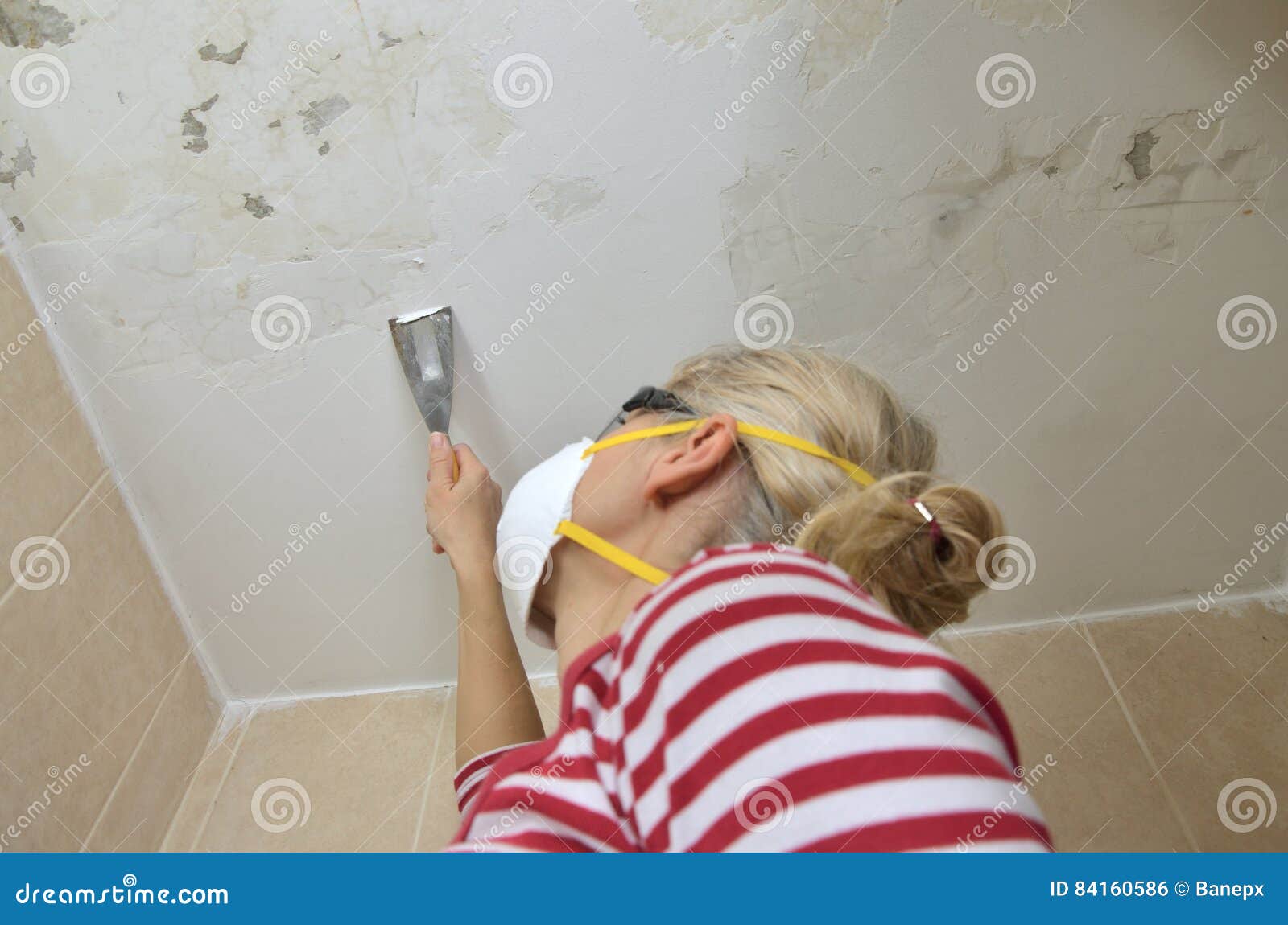 Preparing Ceiling For Smoothing Stock Photo Image Of Paint