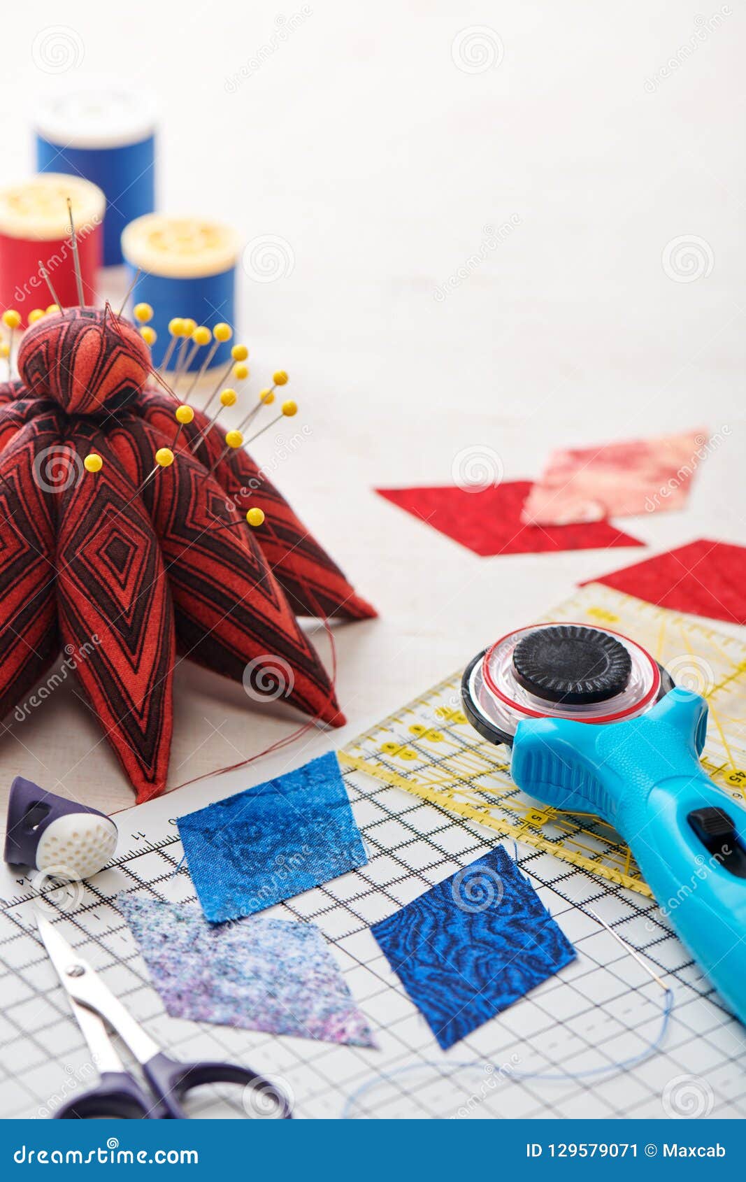 Preparing of Diamond Pieces of Fabrics for Sewing Quilt, Traditional