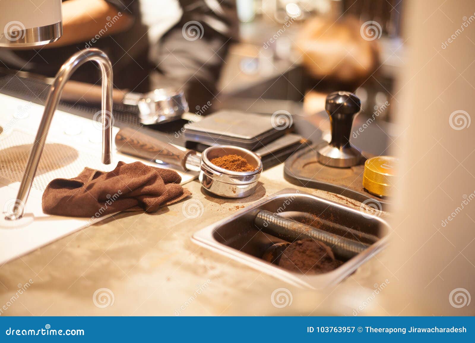 Preparing Espresso Tamping stock image. Image of adult 103763957