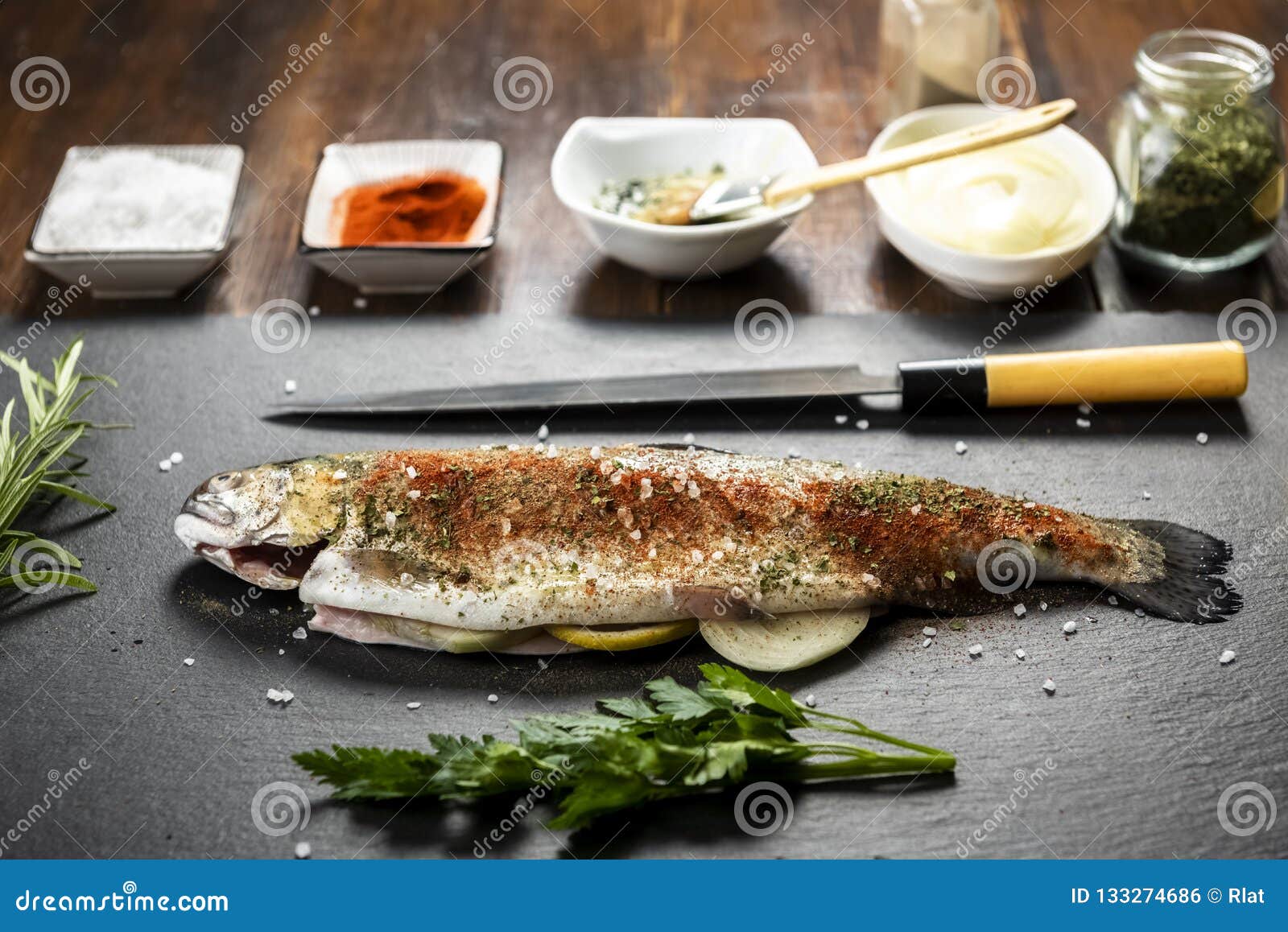 Preparing Fish Grilled Trout Stock Photo Image of fresh, eating