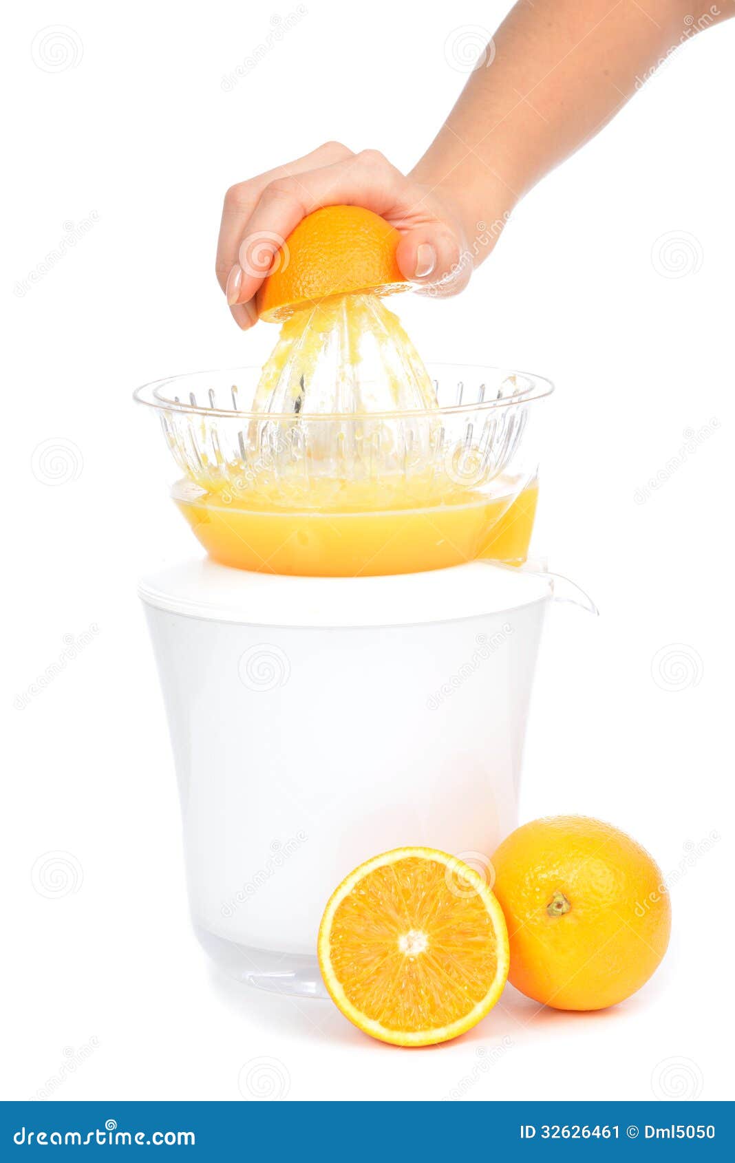Preparing Fresh Orange Juice Squeezed with Electric Juicer Stock Image Image of machine, drink