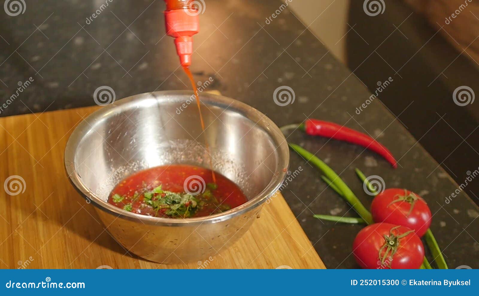 Preparing a Marinade Sauce for Bbq in a Domestic Kitchen Adding