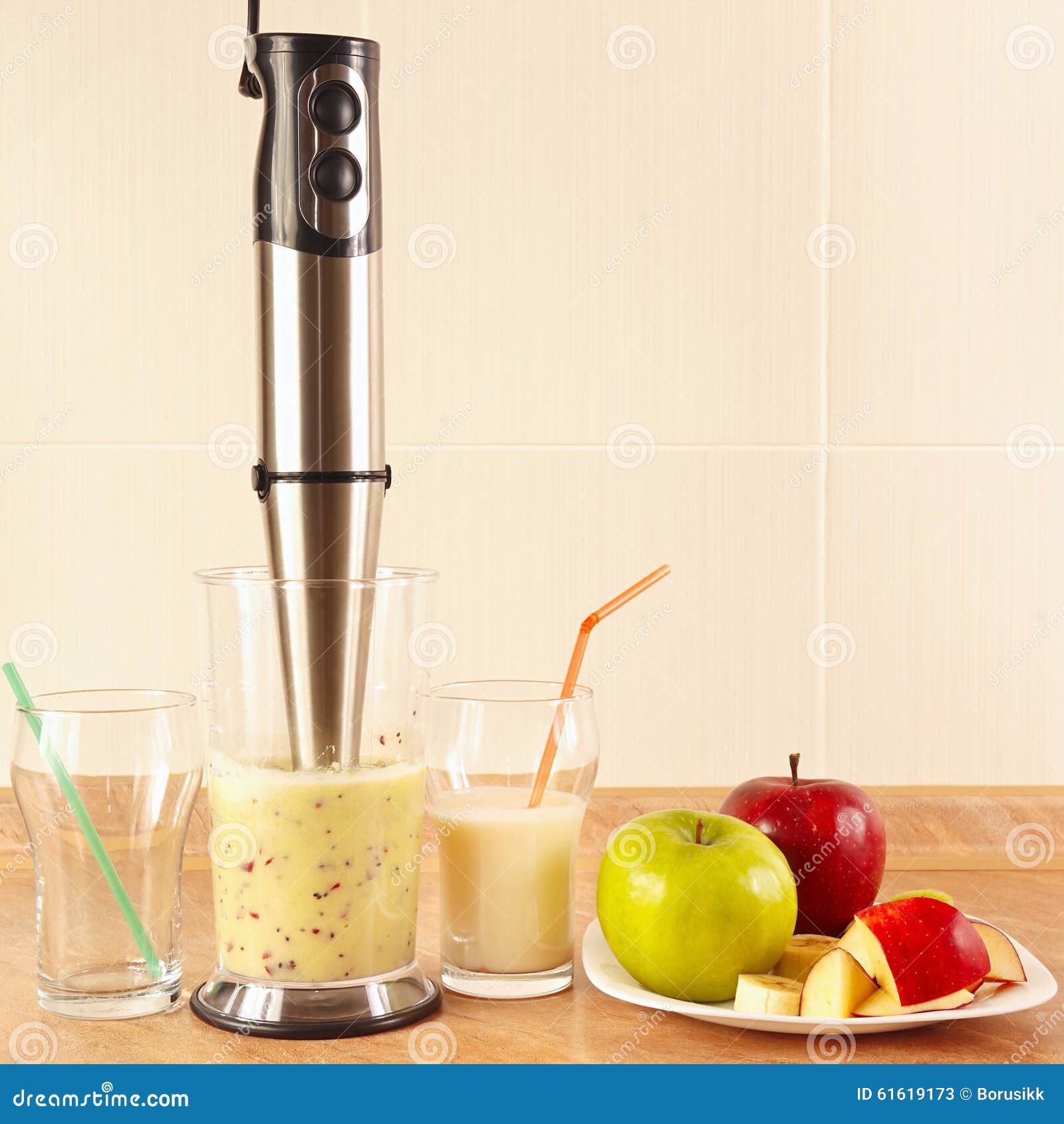 Preparing Milkshake with Fresh Fruits in Blender Stock Image Image of