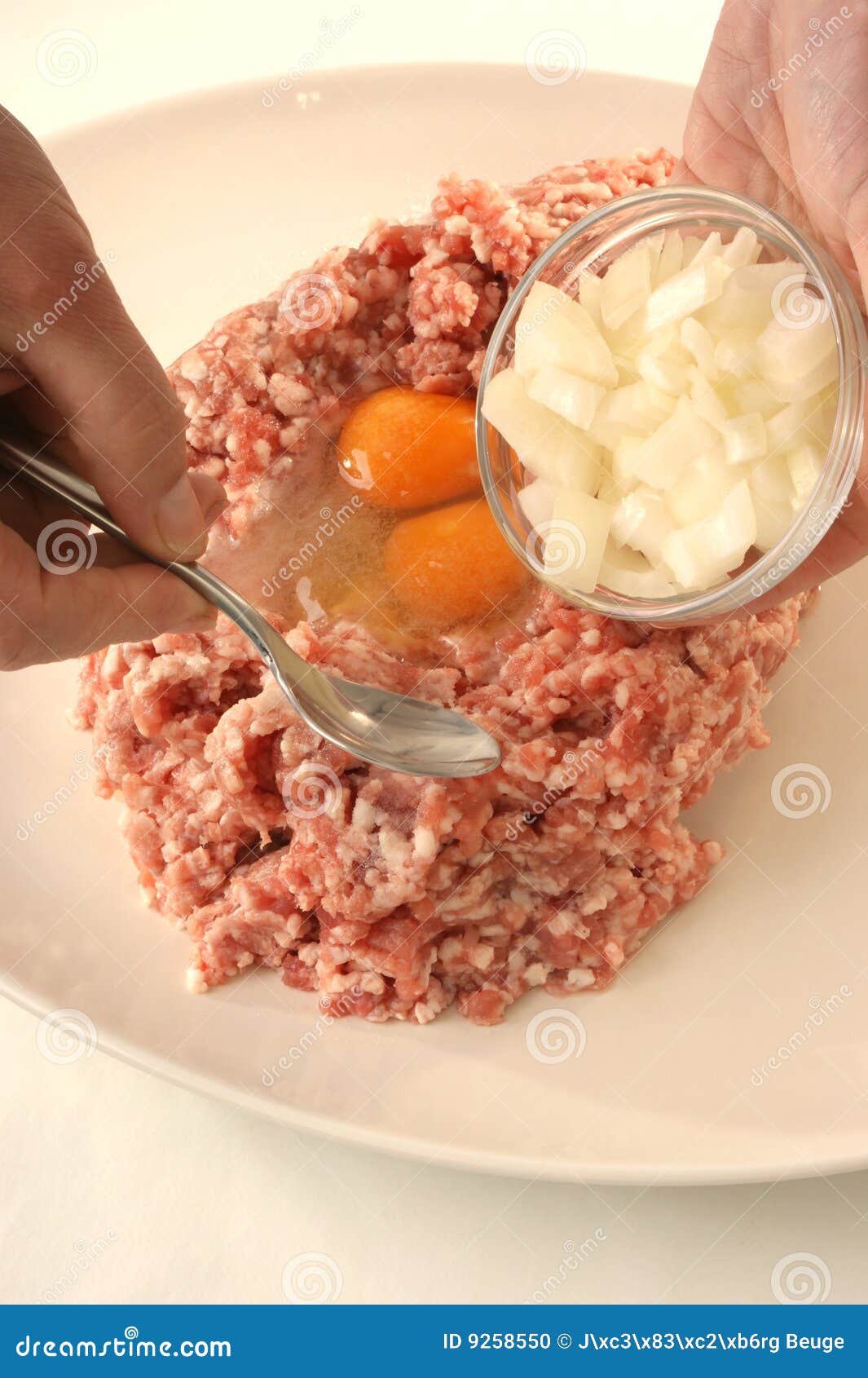 Preparing Mince To Make Meatballs Stock Photo Image of pepper, mince