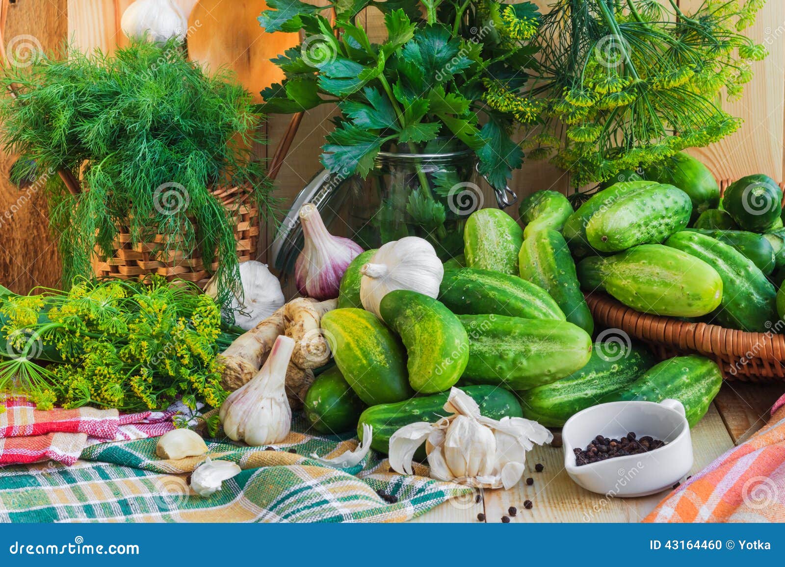 Preparing Pickling Cucumbers Various Components Stock Photo Image of eating, cuisine 43164460