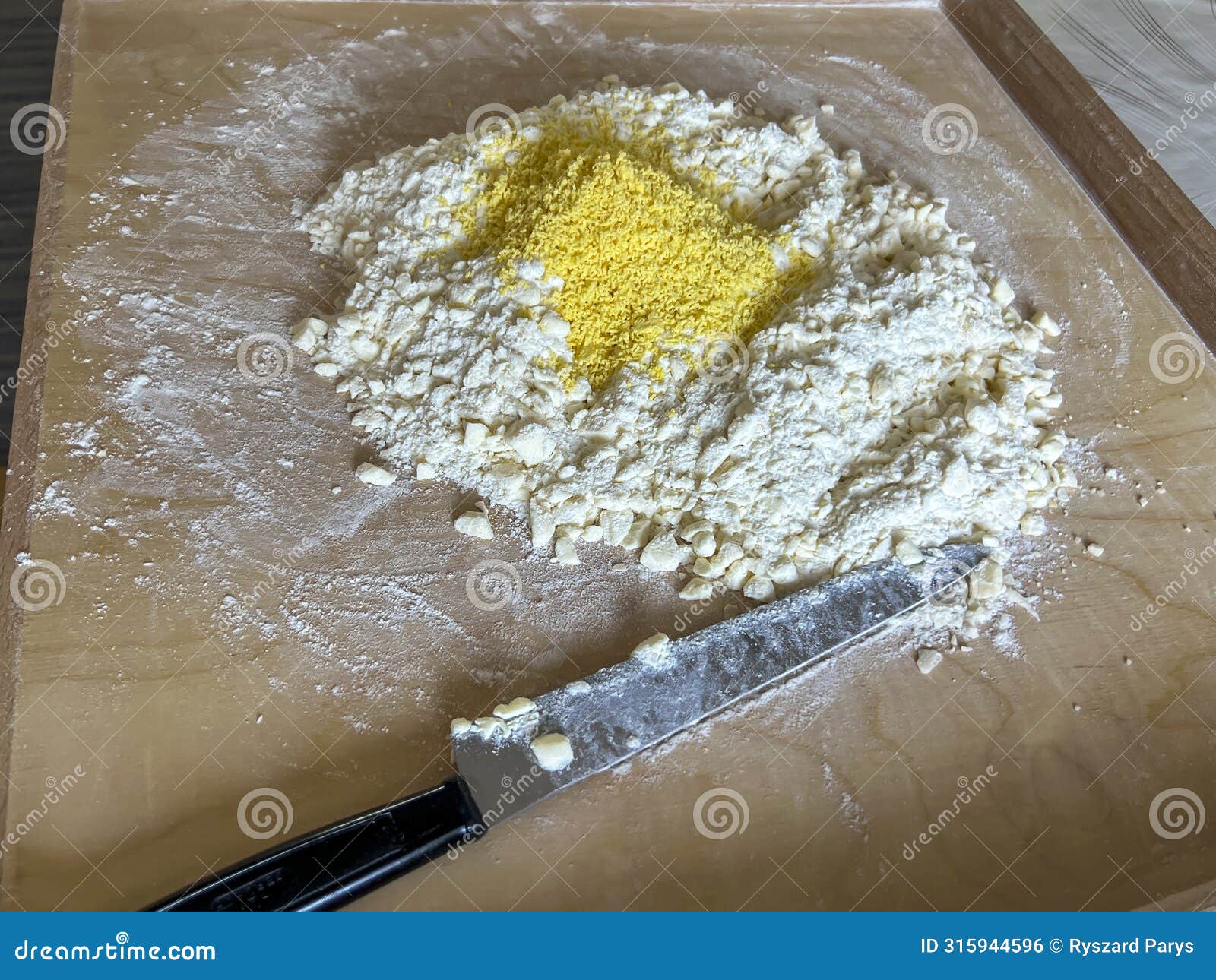 preparing shortcrust pastry for baking sweet dough
