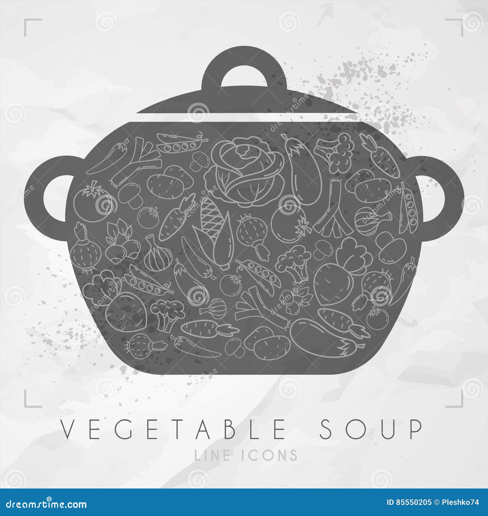 Preparing Vegetable Soup. Different Line Icons Stock Vector