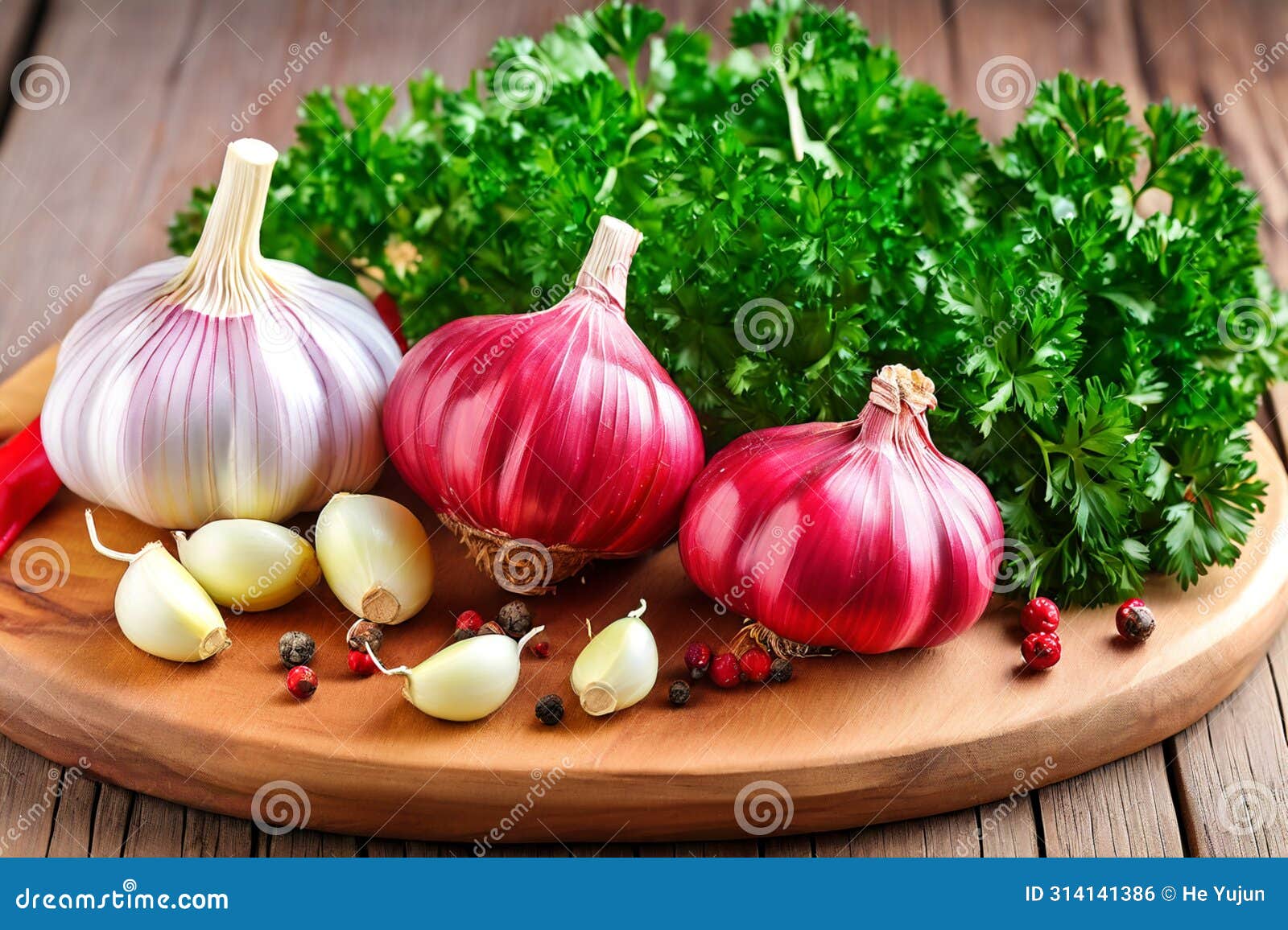 prepping for culinary creations: garlic and parsley
