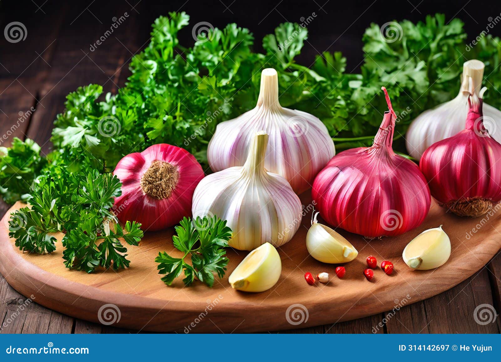 prepping for culinary creations: garlic and parsley