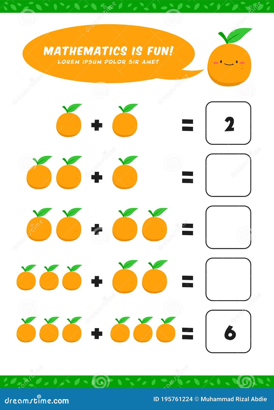 Preschool Addition Mathematics Learn Worksheet Activity Template With ...