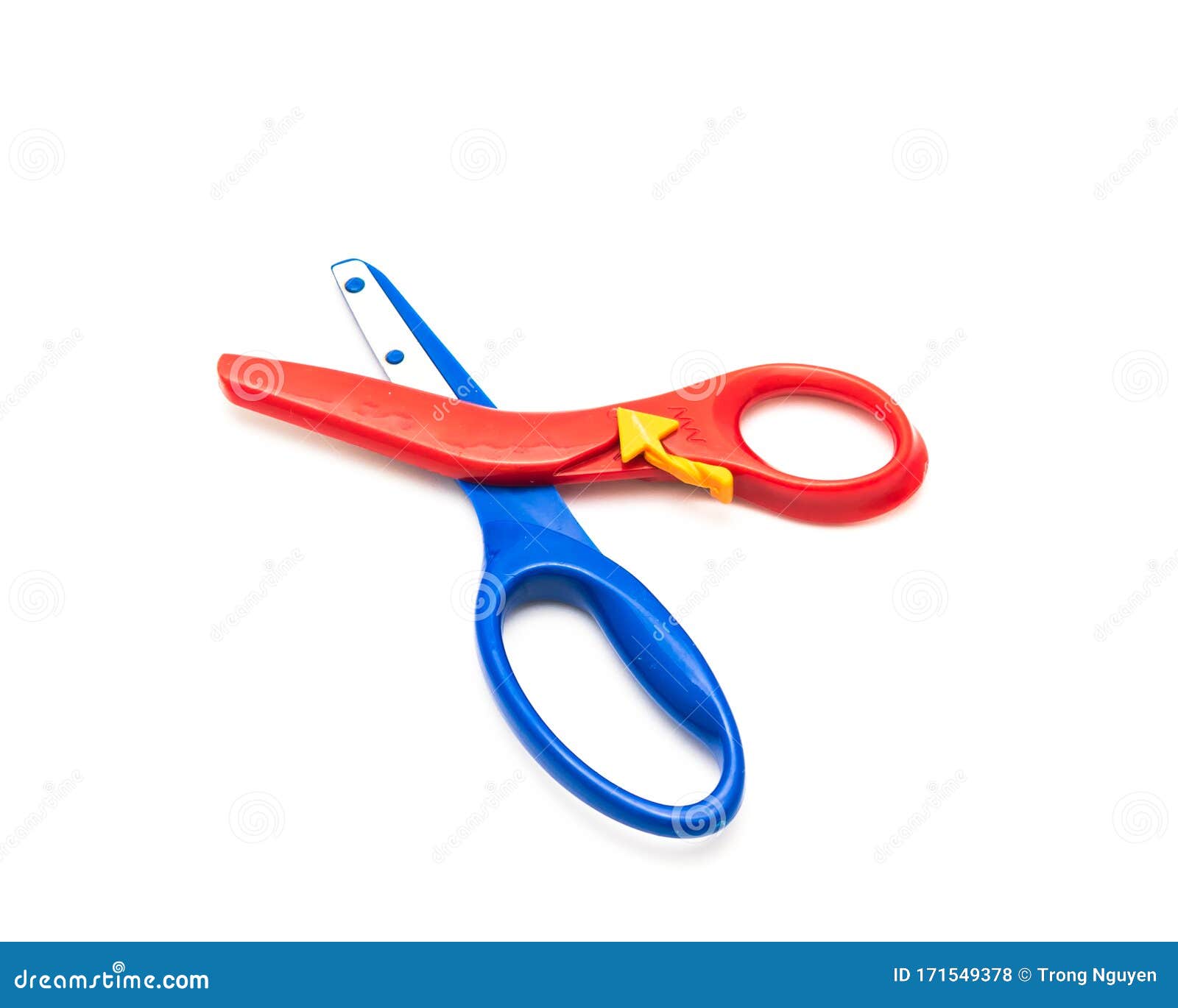 Preschool scissors with training lever for kids isolated on white Stock  Photo by ©trongnguyen 344423682