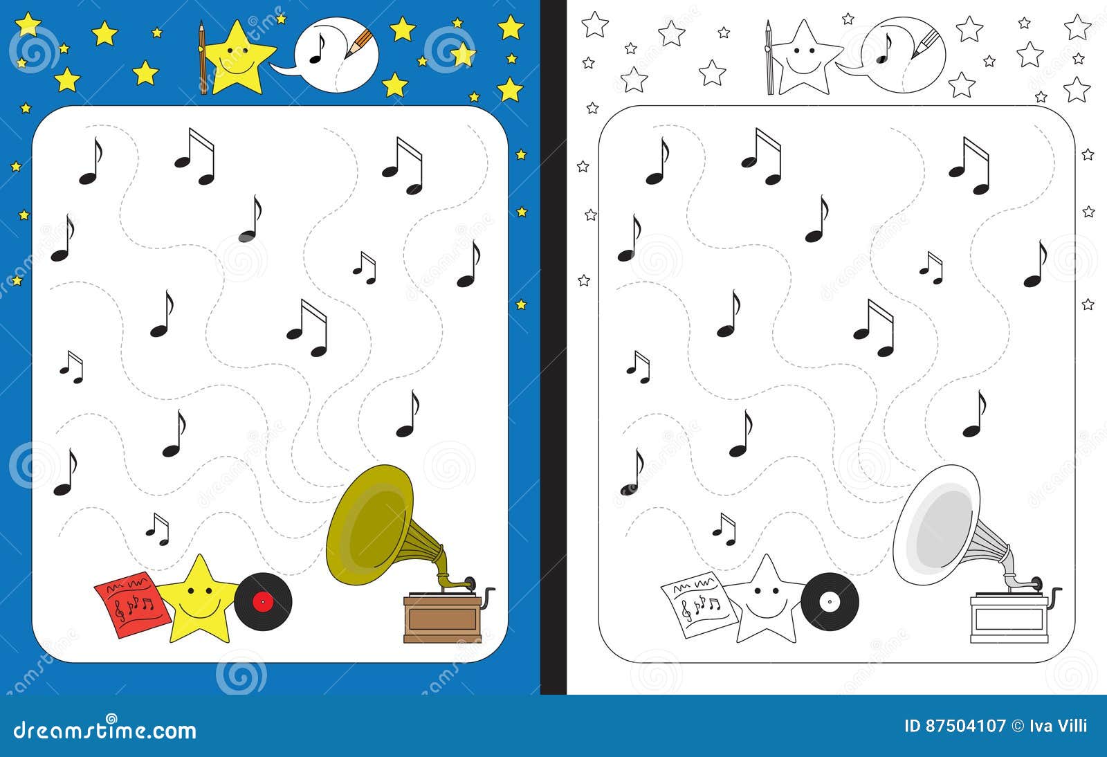 Preschool worksheet stock vector. Illustration of contour - 87504107