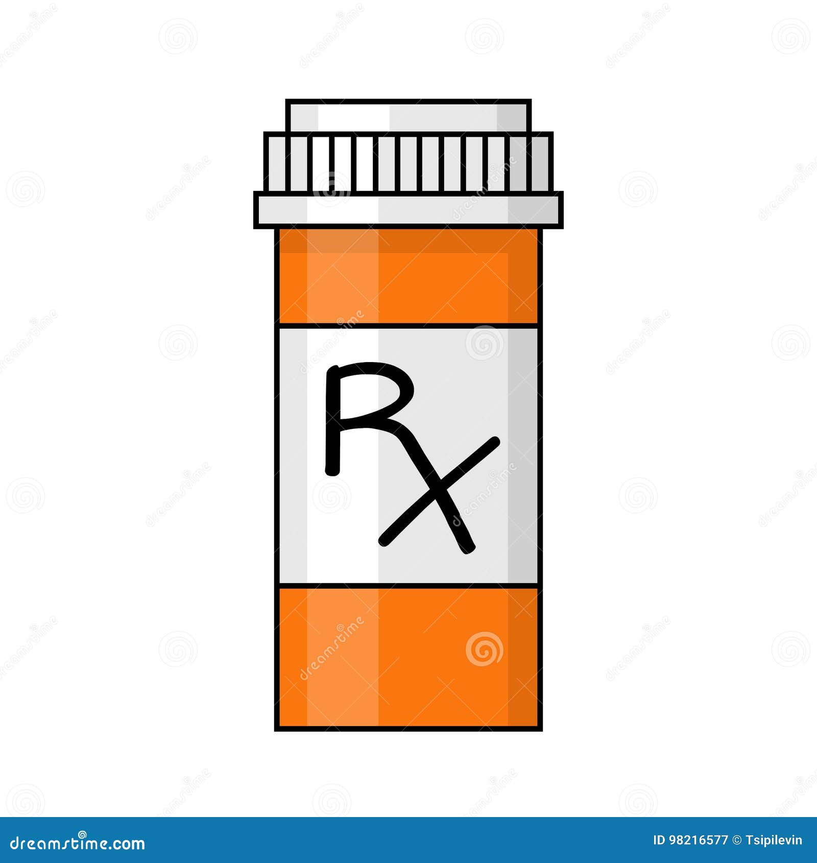 Isolated Prescription Pill Bottle with Cap Illustration on White
