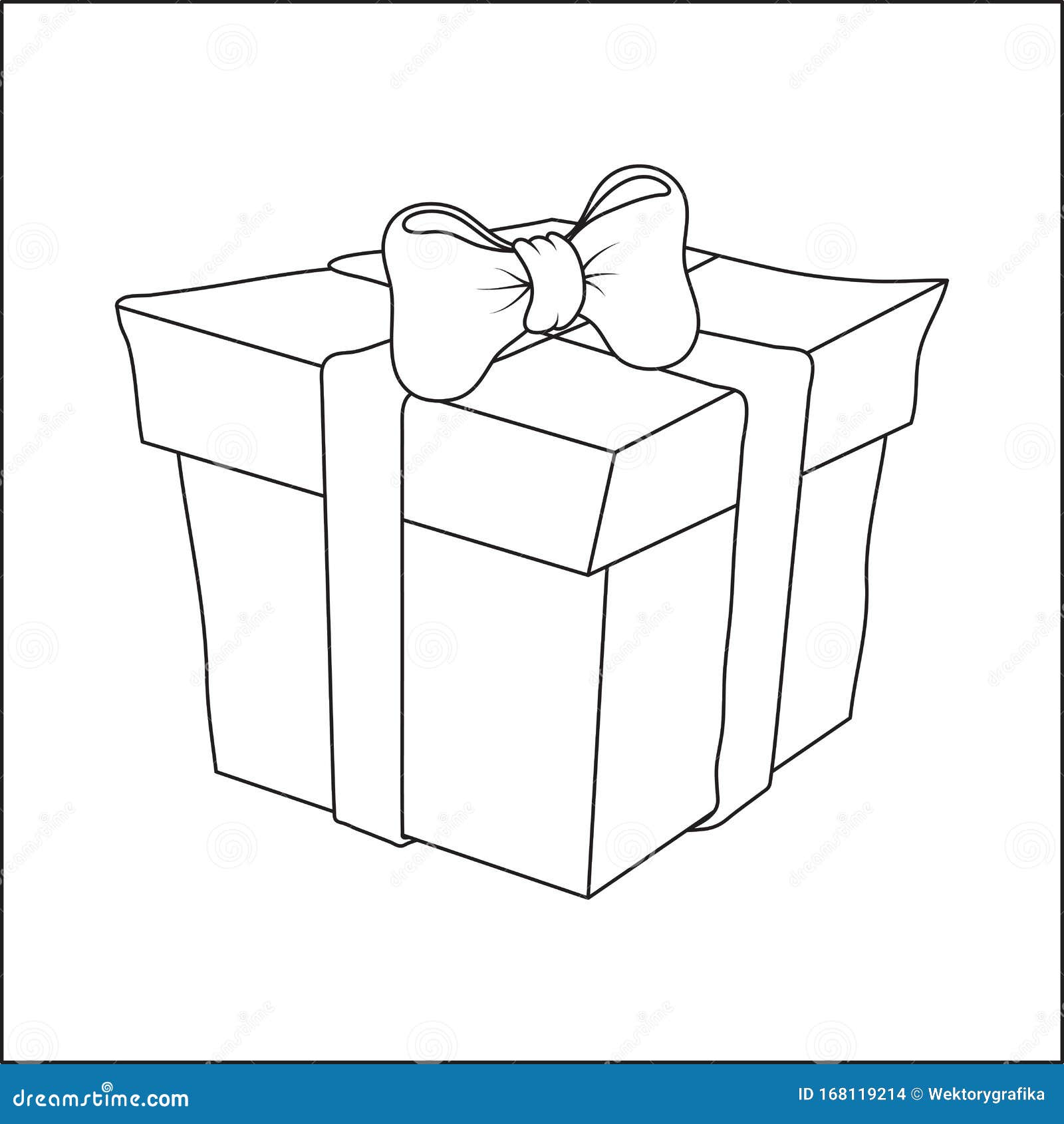 Present Box Outline Icon Isolated On White. Contour Gift