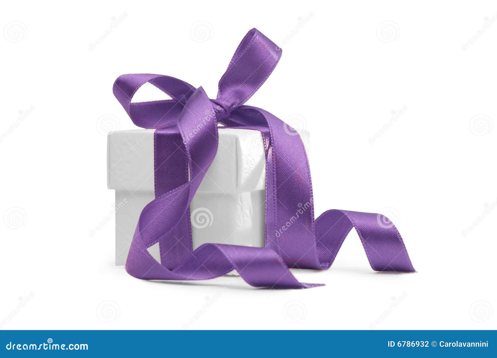 present box with purple ribbon