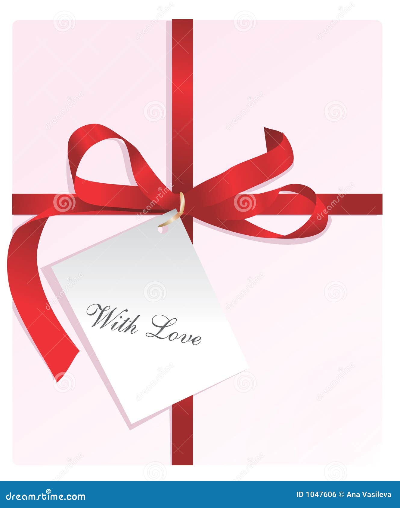 Present,red Ribbon,card with Love Stock Vector Illustration of