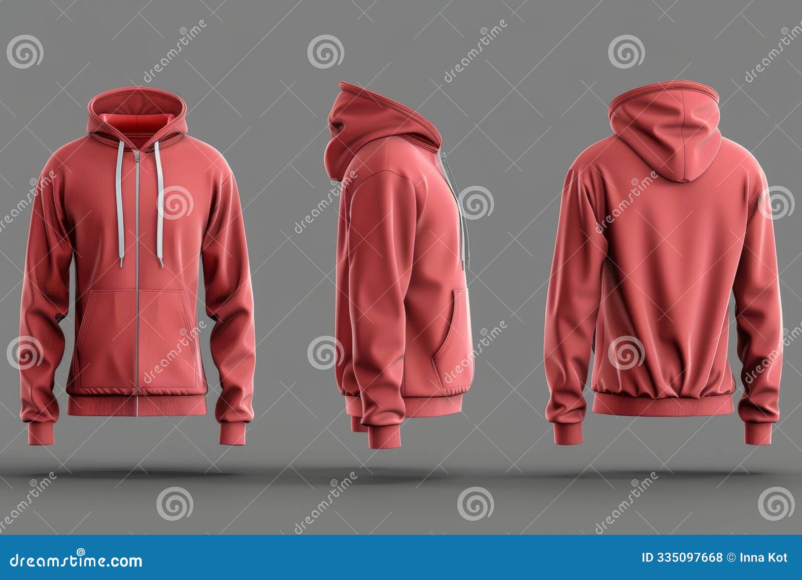 presentation mockup of a simple red hoodie  featuring split front and back s
