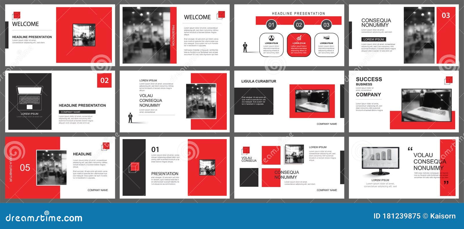 Presentation and Slide Layout Template. Design Red Geometric Background ...