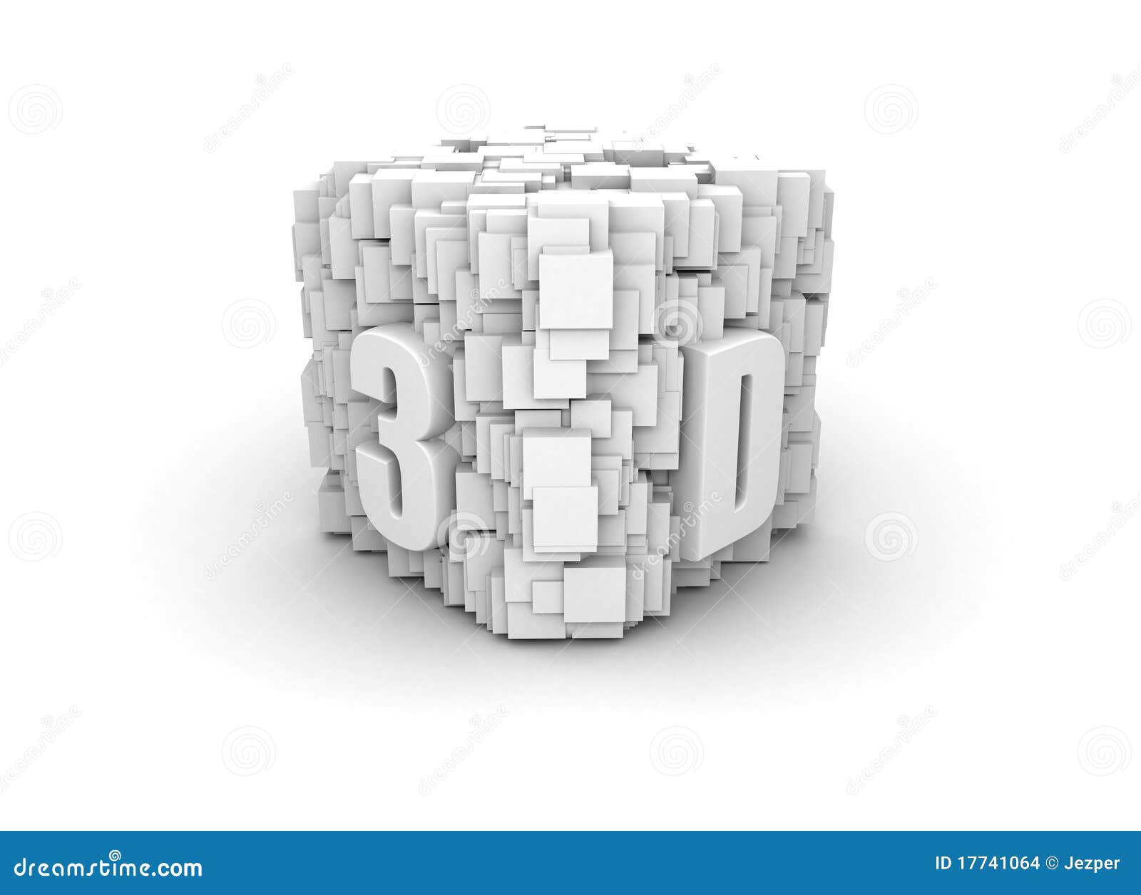 Presentazione 3d. 3D ha stampato su molti cubi astratti