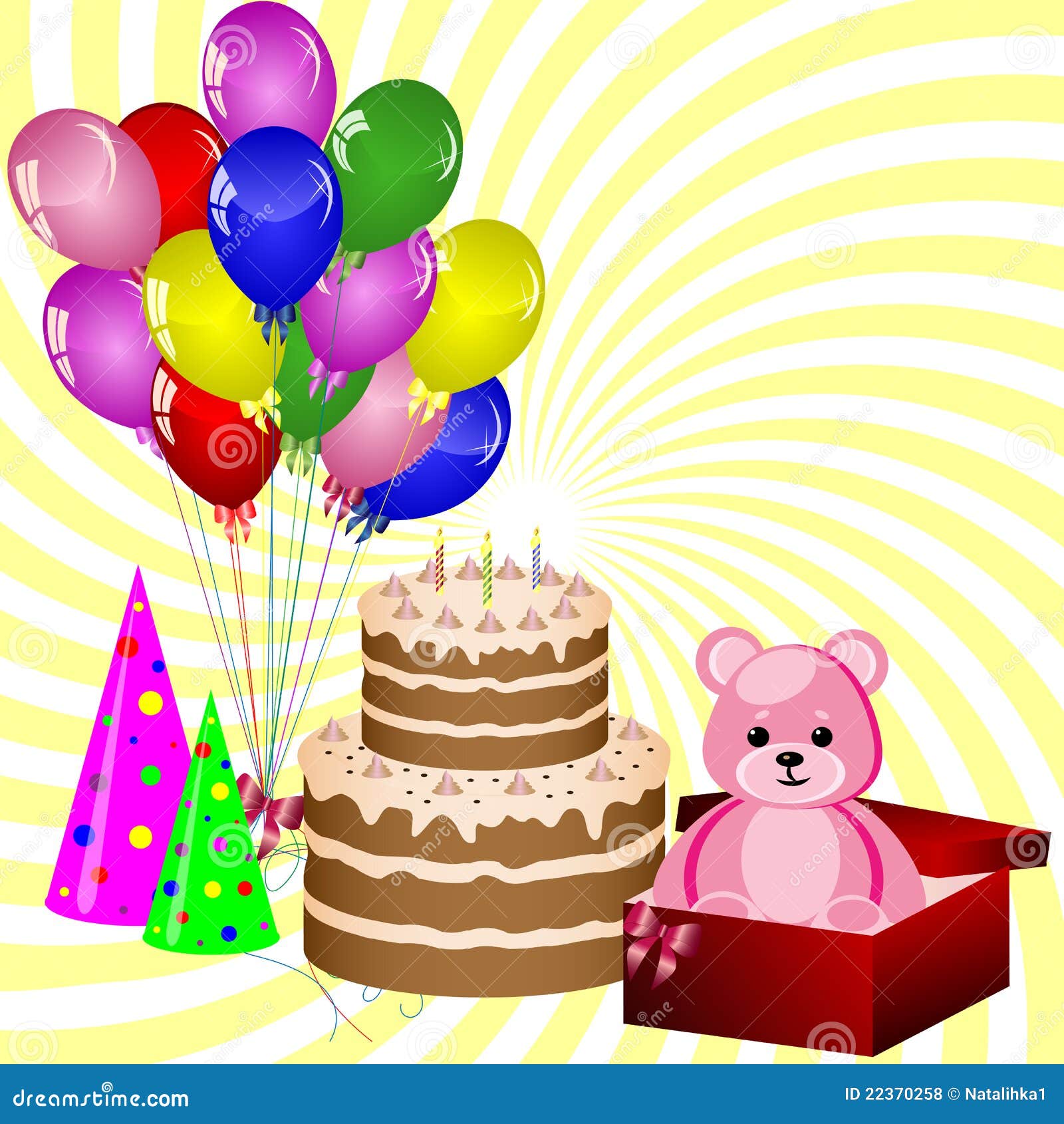 Presentes E Decoração De Aniversário Ilustração Stock - Ilustração de  cumprimento, presente: 22370258, image size:1600x1690