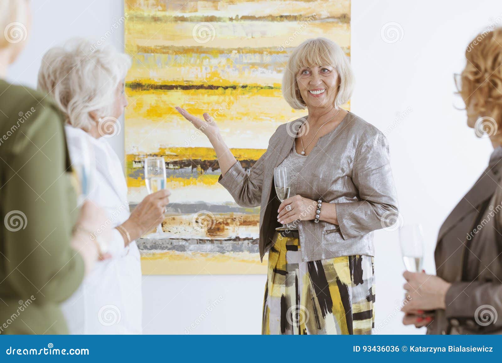 Presenting the painting stock photo. Image of admiring - 93436036