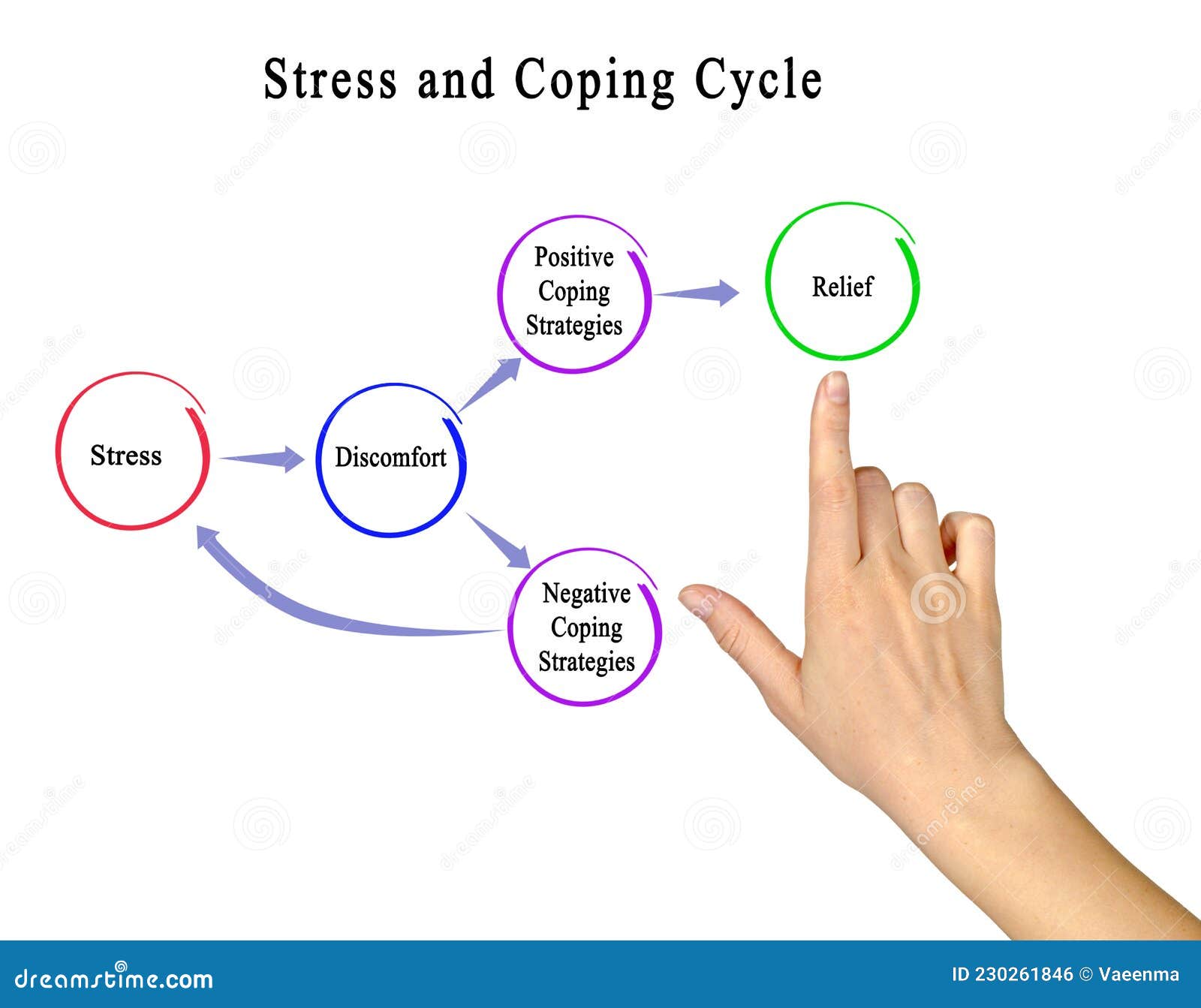 Stress and Coping Cycle stock illustration. Illustration of pointing