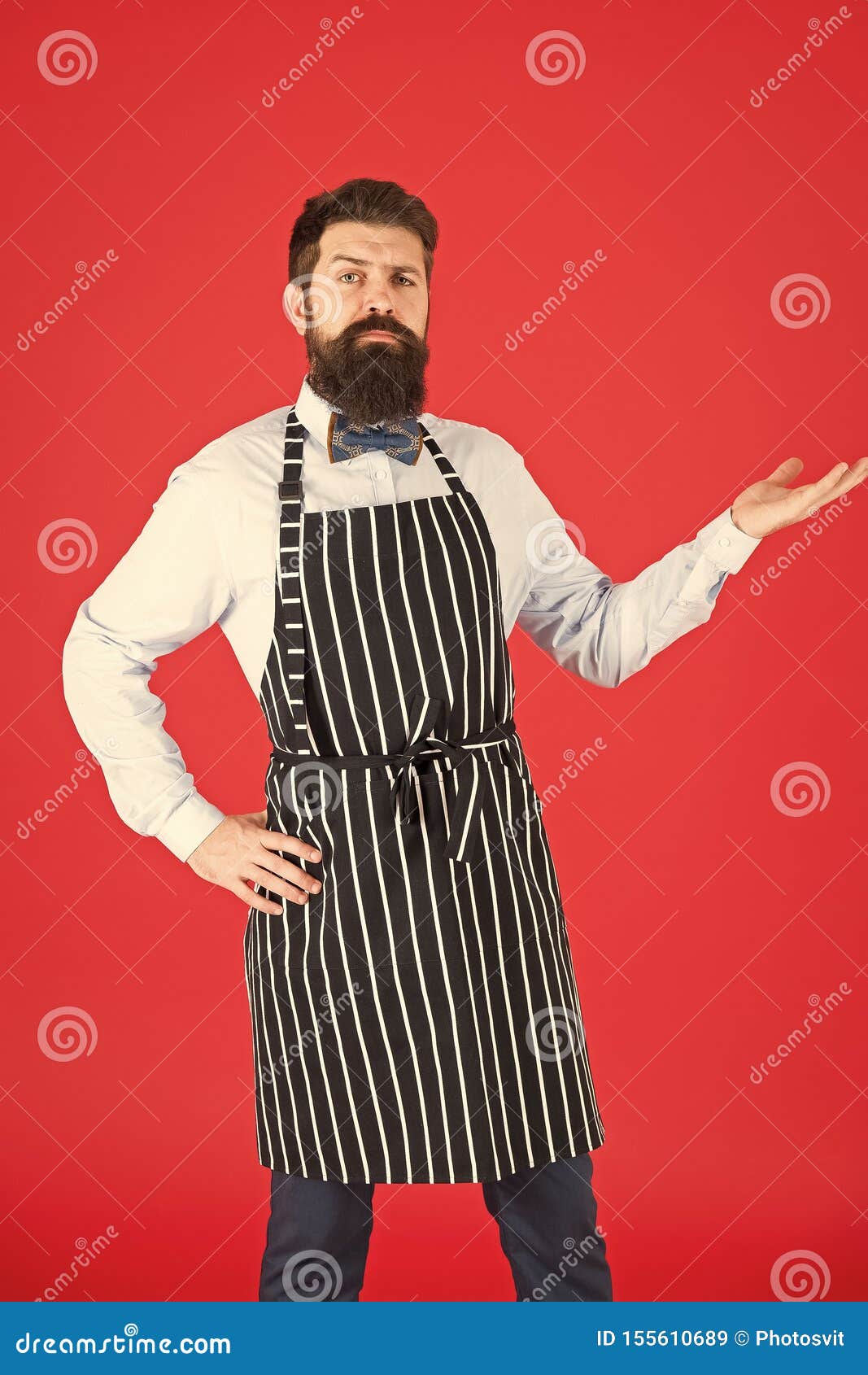 Presenting Your Product. Confident Man Worker or Waiter. Grill Worker Wearing Barbecue Apron Stock Image - Image of haircut, servant: 155610689 Presenting Your Product. Confident Man Worker or Waiter. Grill Worker Wearing Barbecue Apron Stock Image - Image of haircut, servant: 155610689