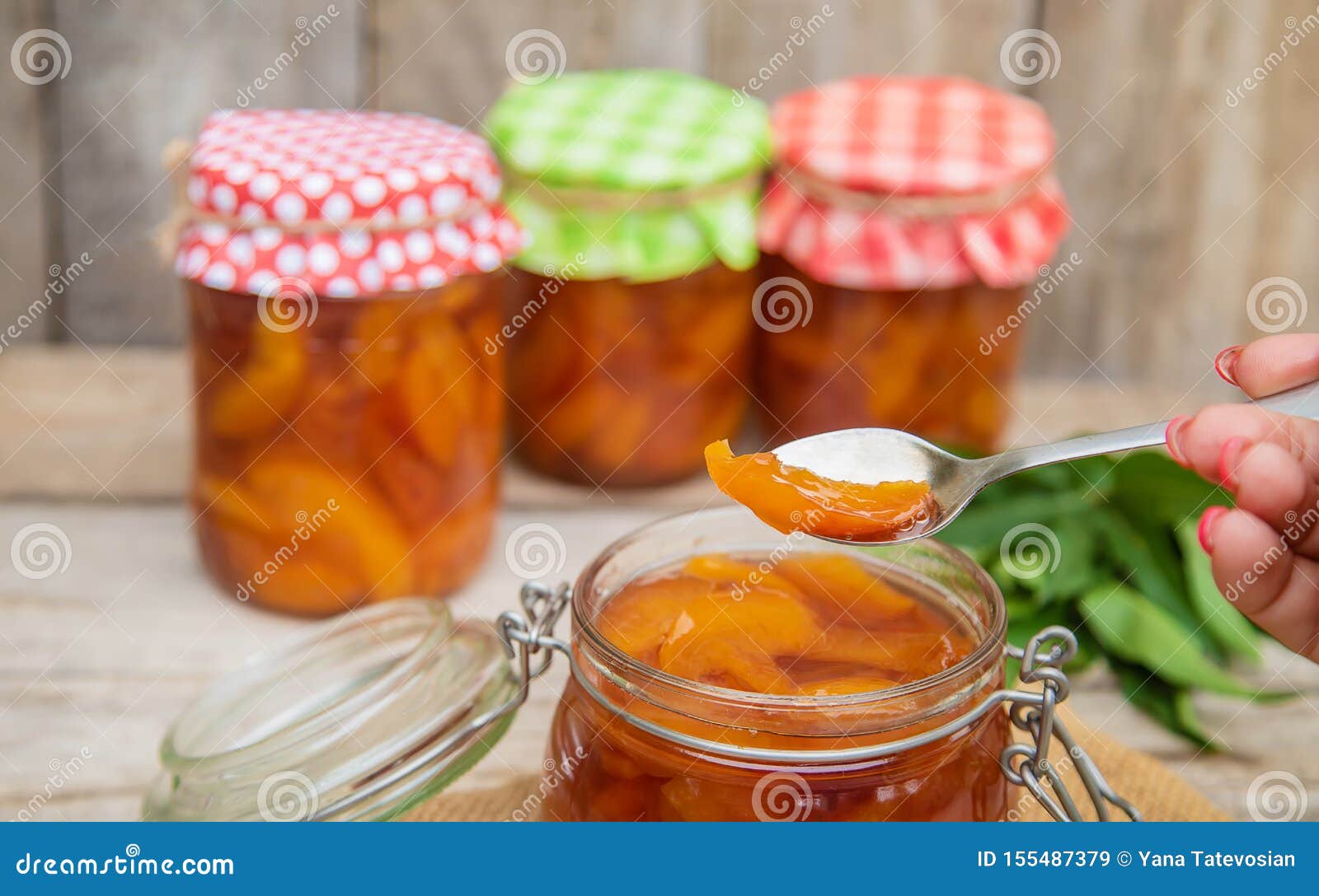 Preservation of Nectarine Jam. Selective Focus. Food Stock Image