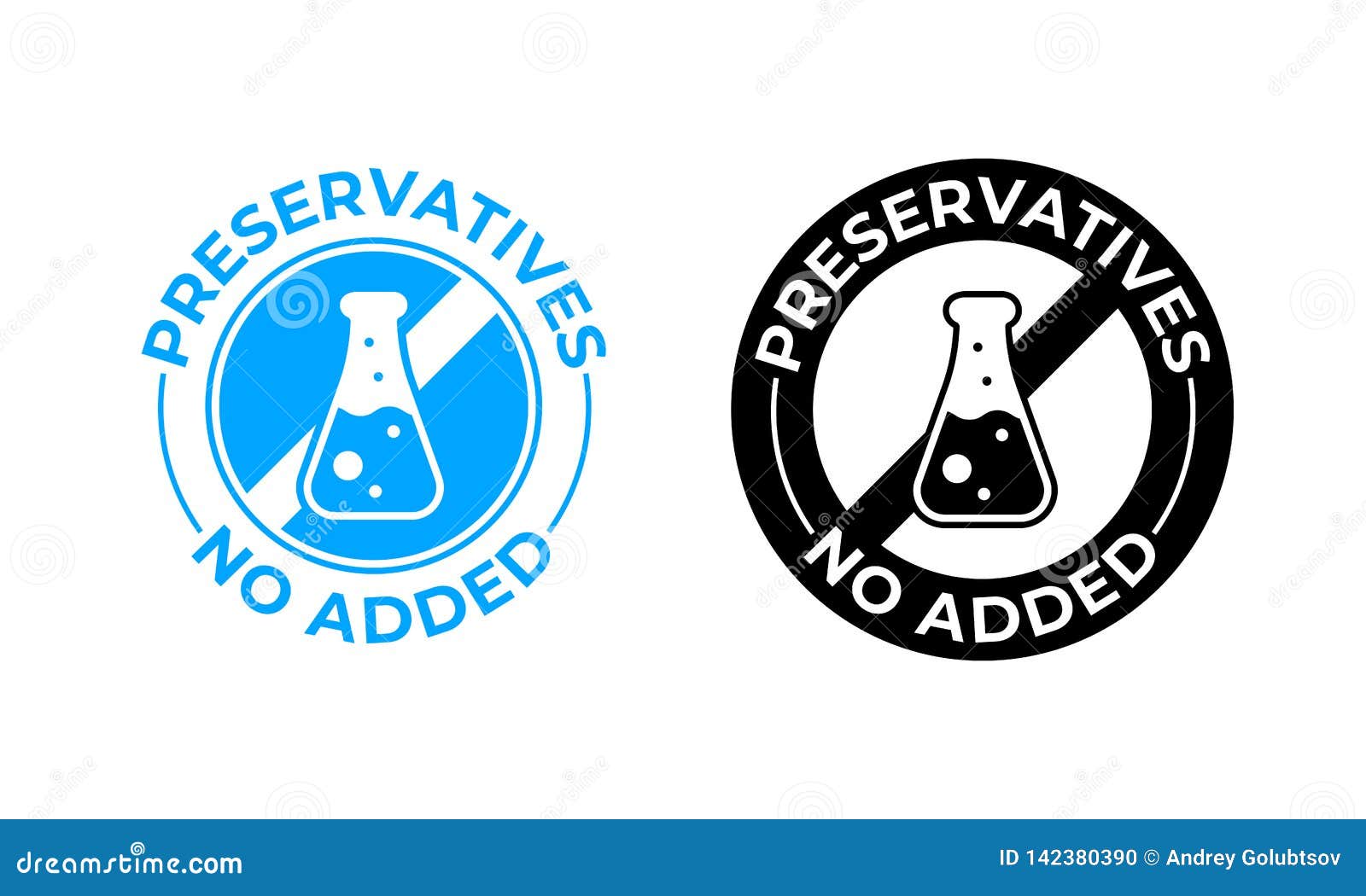 preservatives no added  icon. medically tested, preservatives free package seal