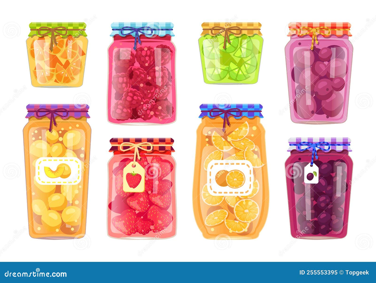 Preserved Fruit in Jars Set Vector Illustration Stock Vector Illustration of fruit, homemade