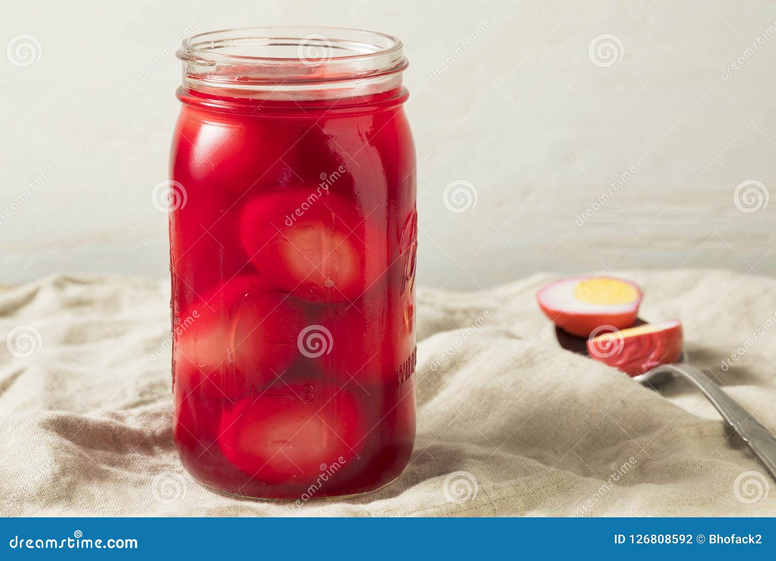 Preserved Pink Pickled Eggs Stock Photo Image of appetizer, salted 126808592