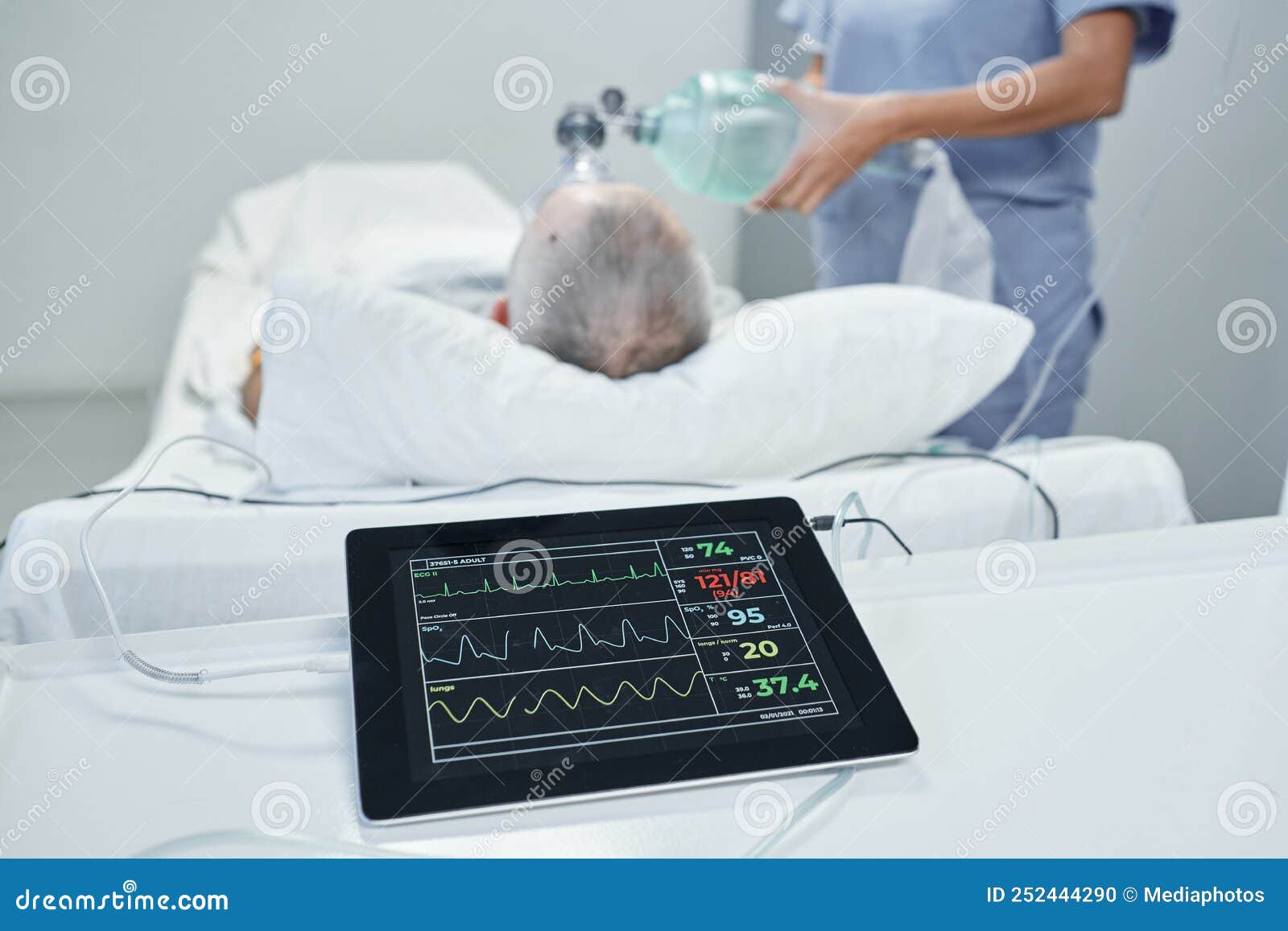 Preserving Brain Functions of Patient Stock Photo Image of monitor