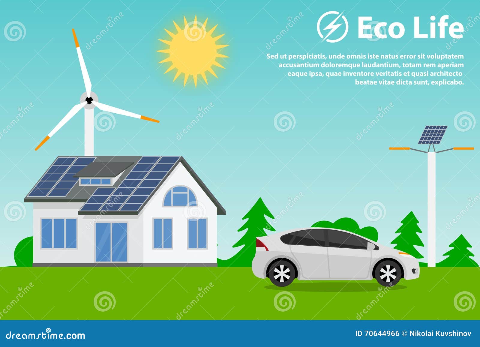 preserving environment using renewable energy sources solar wind eco house hybrid car street lighting 70644966