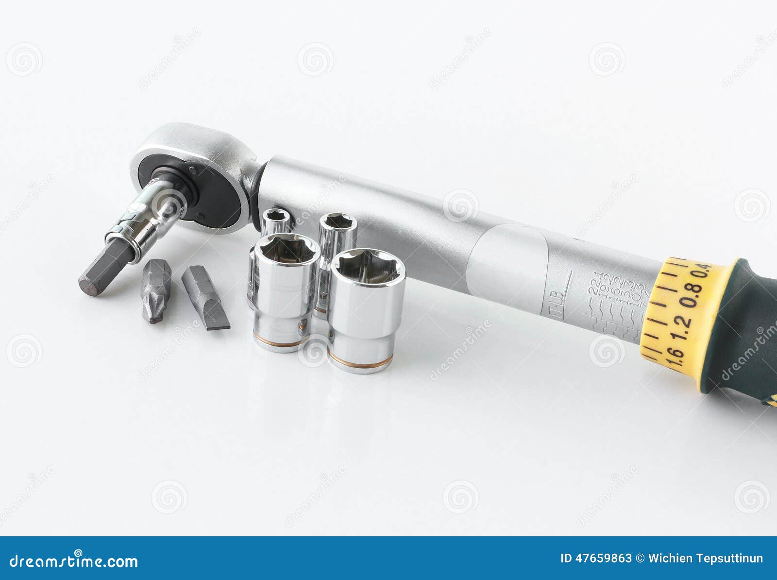 preset torque wrench ratchet on white background