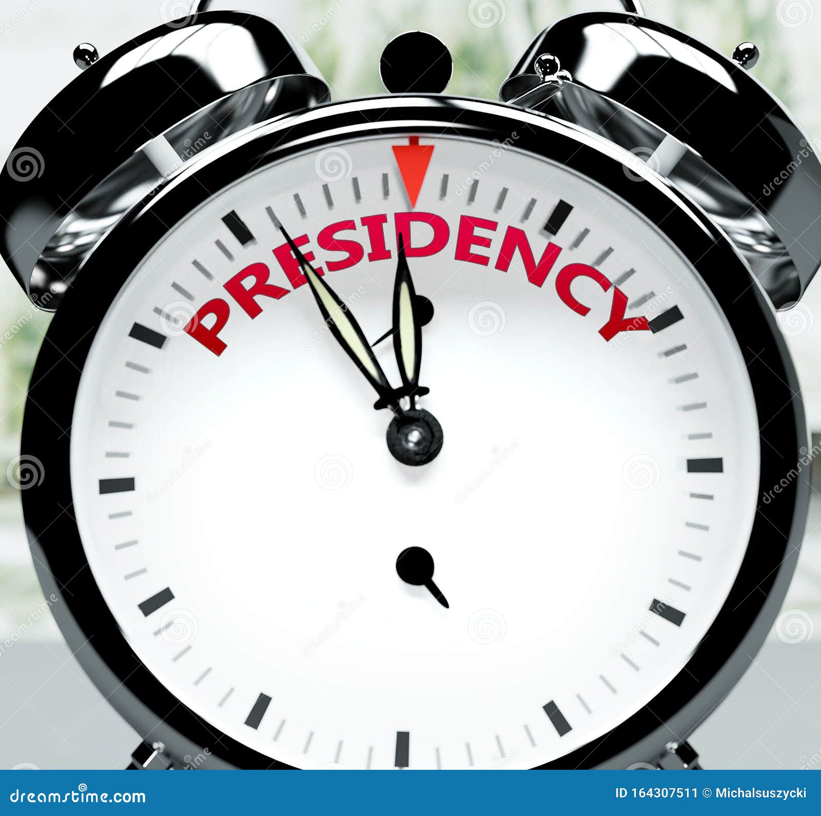 presidency soon, almost there, in short time - a clock izes a reminder that presidency is near, will happen and finish
