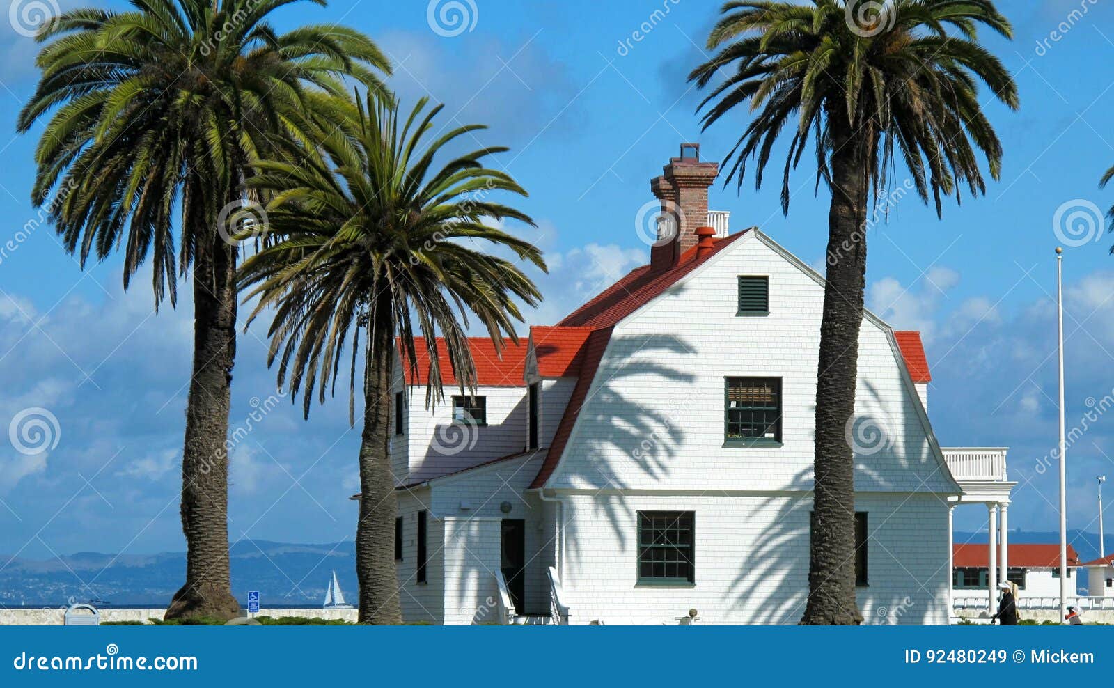 presidio waterfront building with red roof