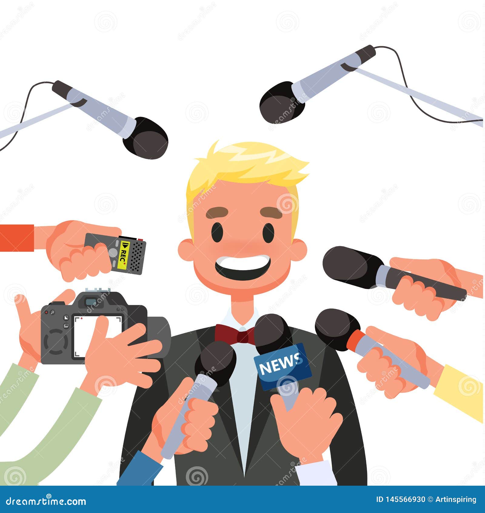press conference concept. journalist with the microphone