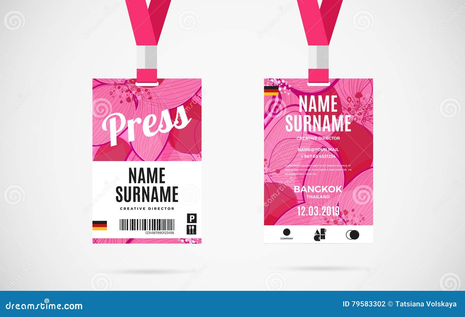 Press Id Card Set Vector Design Illustration Stock Vector 